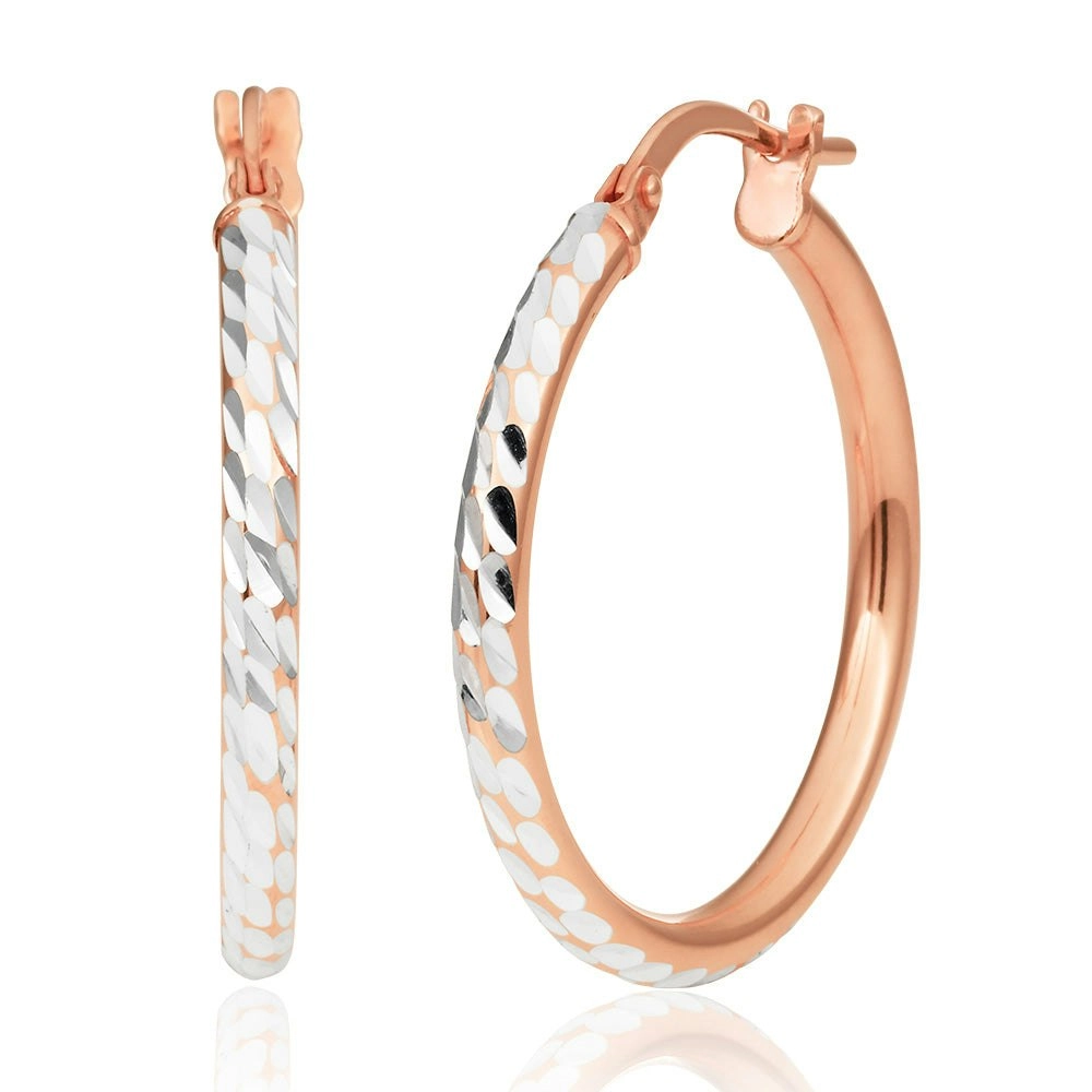 9ct Rose Gold Silver Filled 20mm Fancy Hoop Earrings