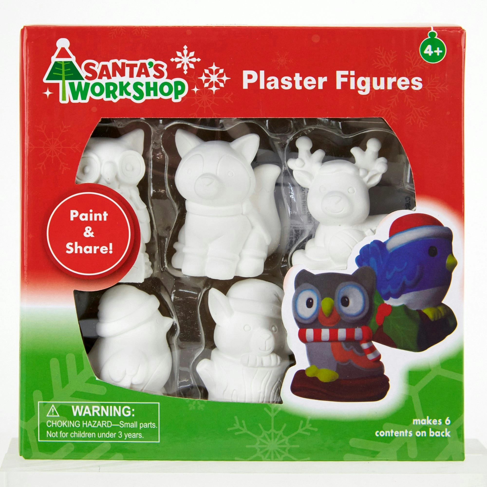 Christmas Plaster Figurine Craft Set, 6pk