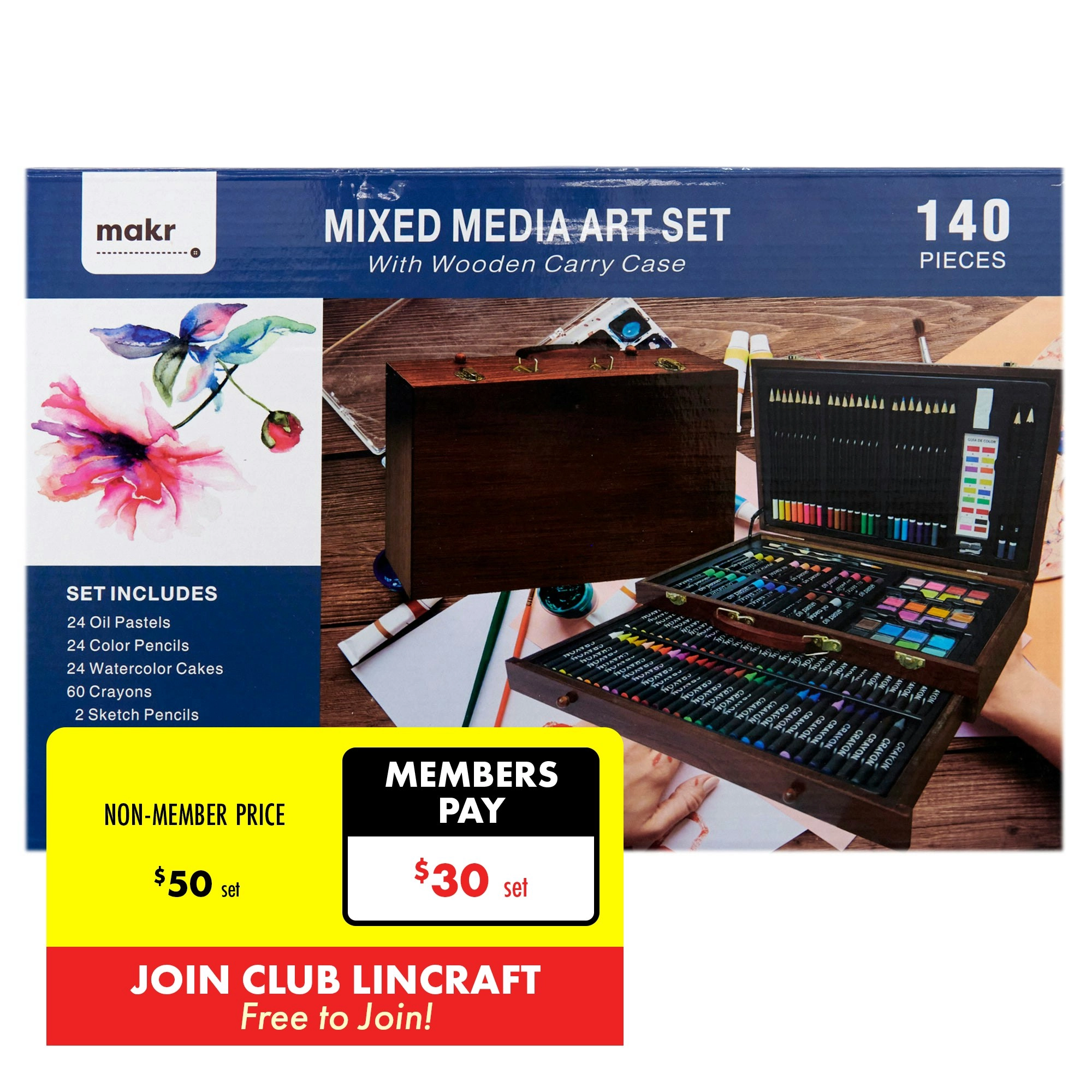 Makr Mixed Media Art Set With Cary Case, 140pc