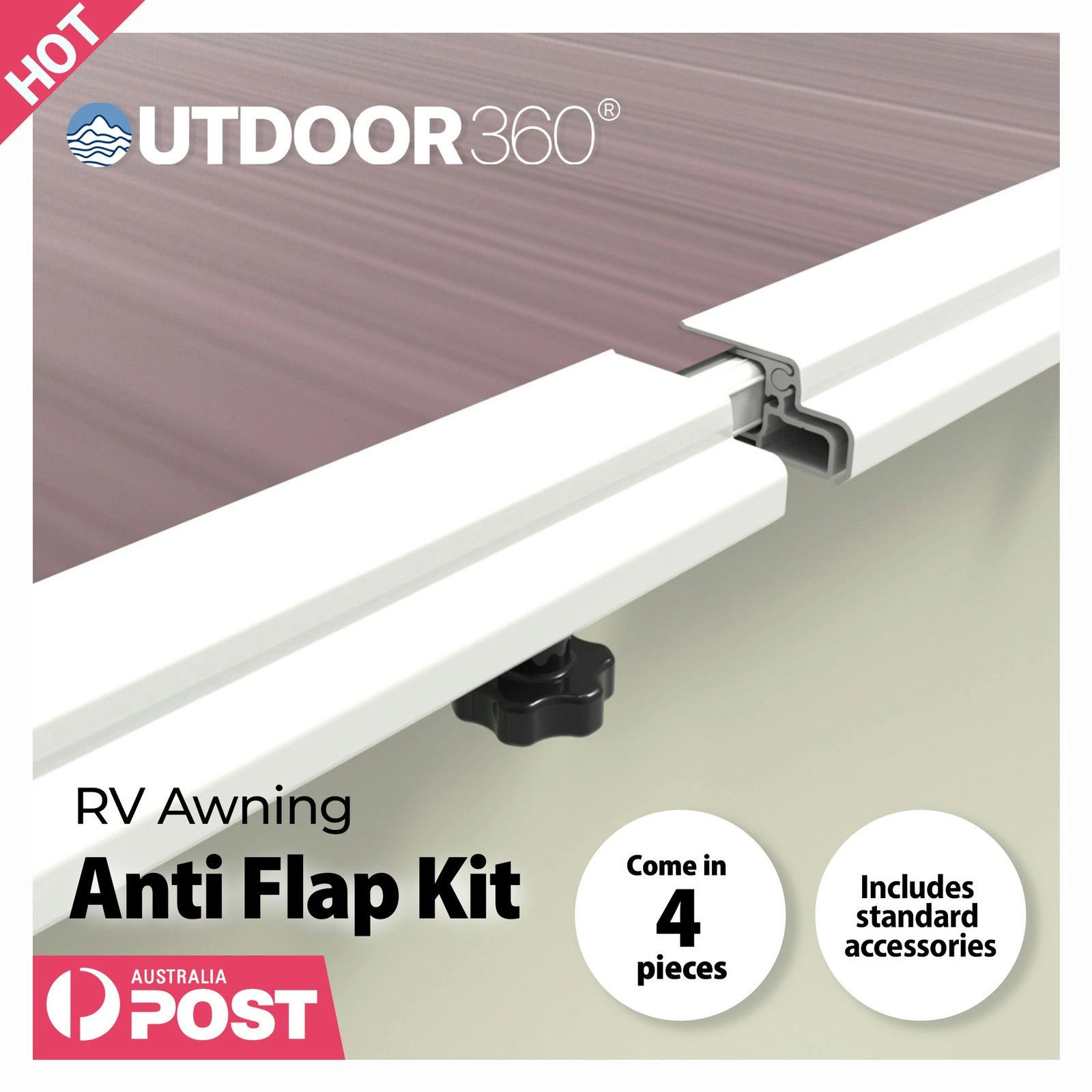 RV Caravan Anti Flap Kit Awning Deflappers 4Ft Long 4pc Set