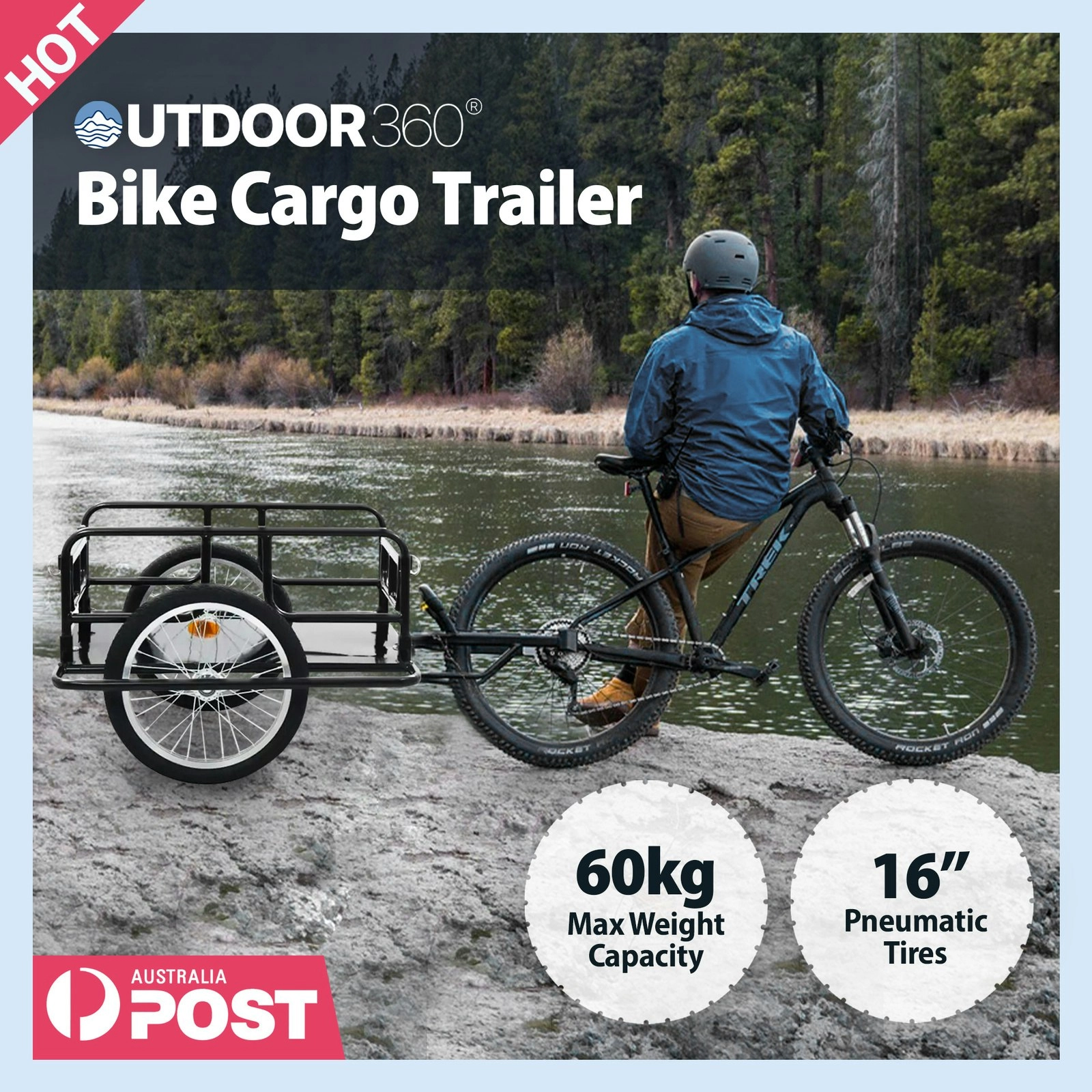 Bicycle Cargo Luggage Trailer Cart Bike Wagon Carrier Trailer 60kg