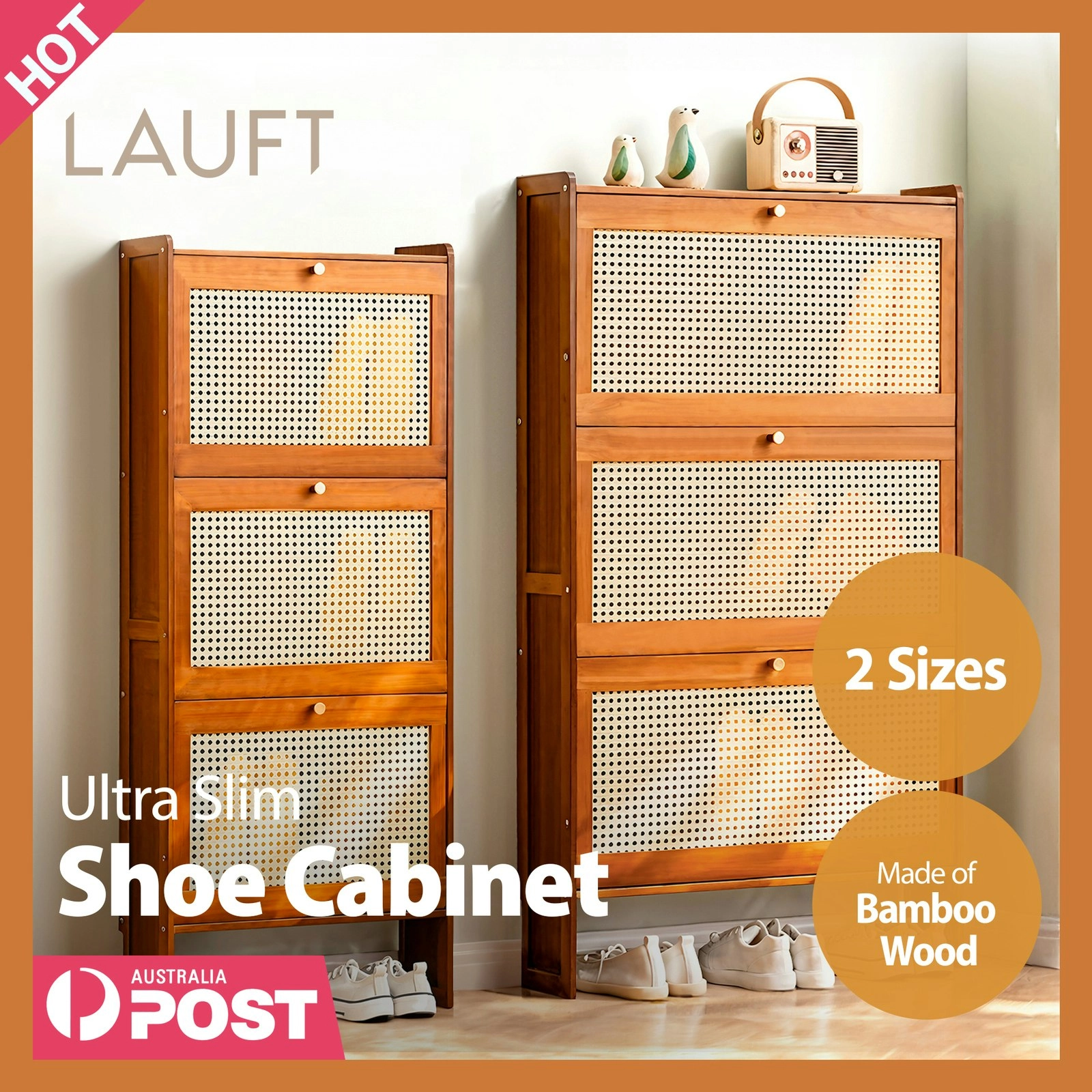 Slim Shoes Cabinet Storage Rack Flip Door 3 Tier Shelves Shoe Rack Organiser