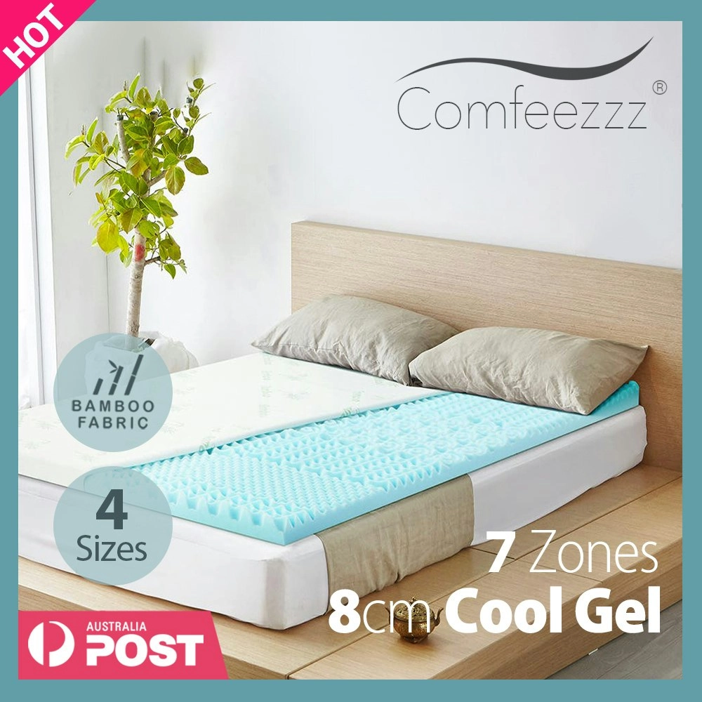 Extra Thick Comfeezzz Memory Foam Mattress Topper COOL GEL Bed BAMBOO Protector 8CM 7-Zone