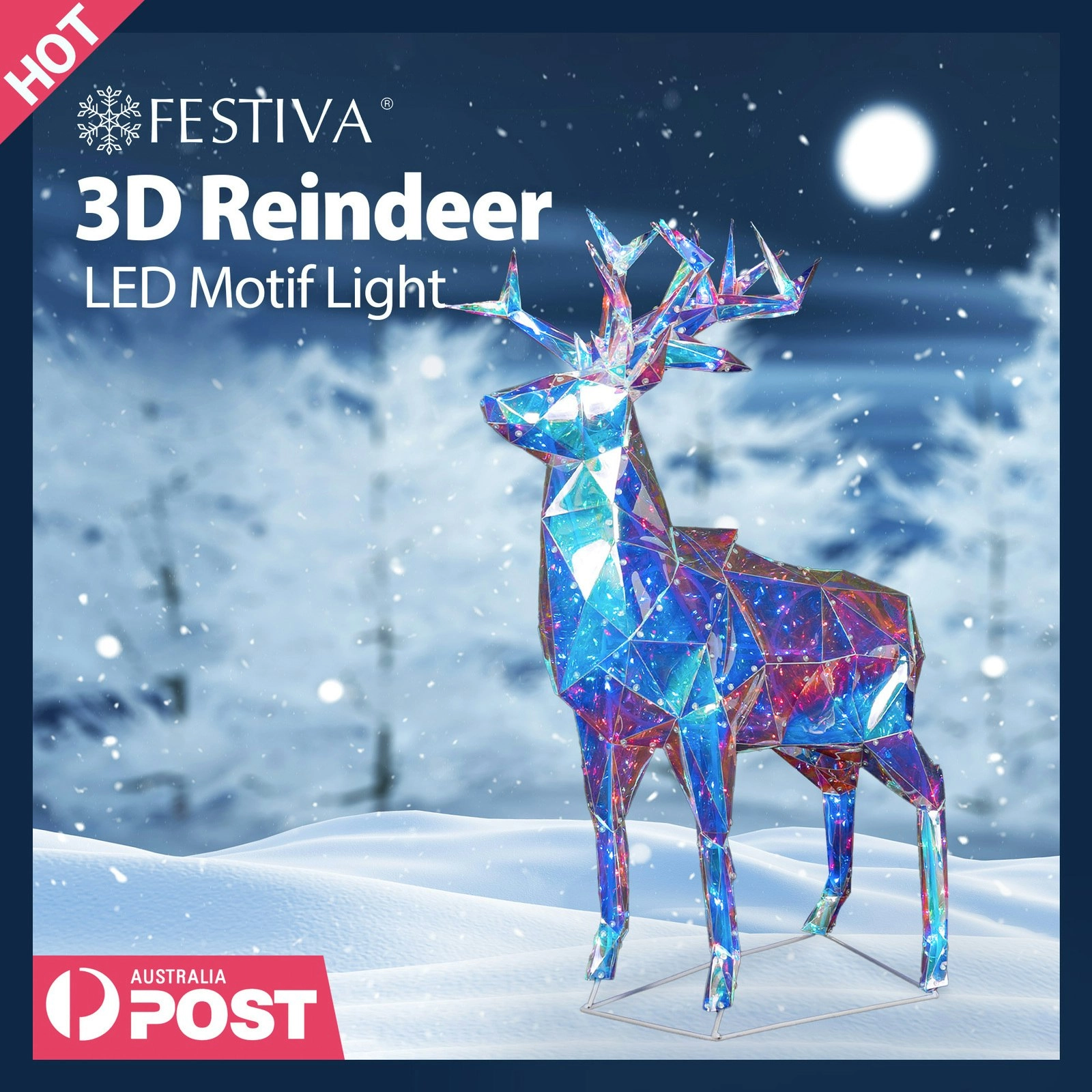 Christmas Motif Lights Led Acrylic Reindeer Decor AU LED Lights