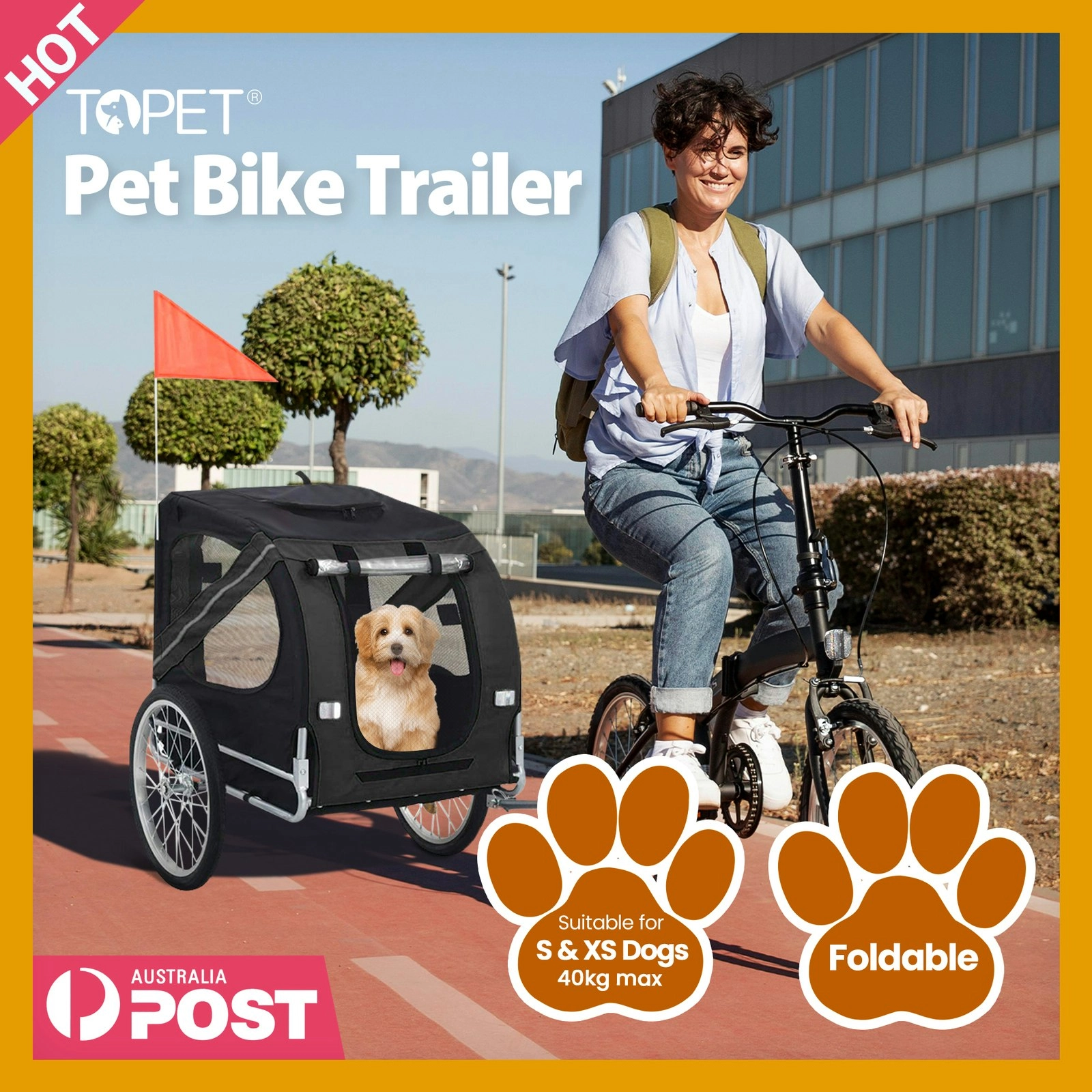 Pet Bike Stroller Bicycle Trailer Pram Pet Jogger Dog Cat Small to Medium Size - Black