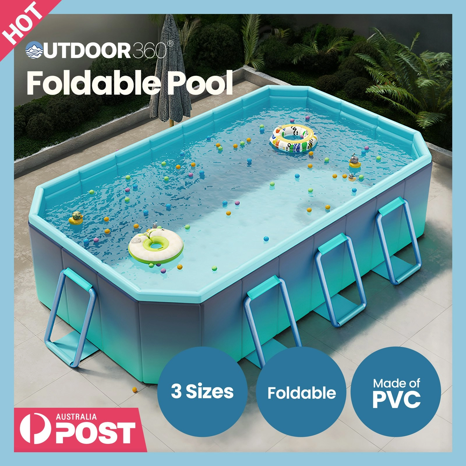 Swimming Pool Foldable Above Ground PVC Pool Kids Adult Outdoor Pool