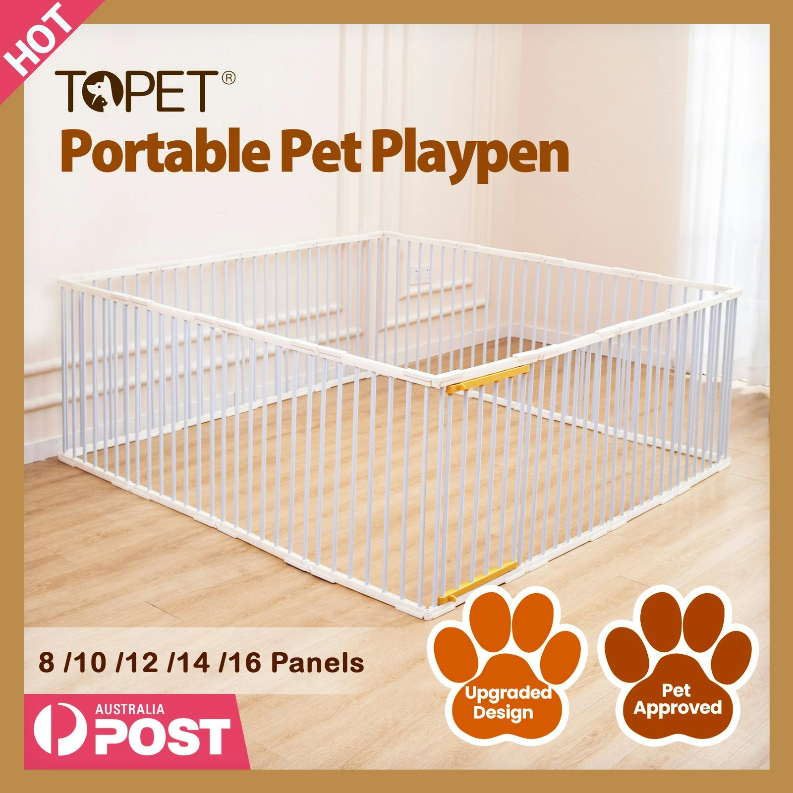 Portable Pet Dog Playpen Enclosure Cage 8/10/12/14/16 Panels