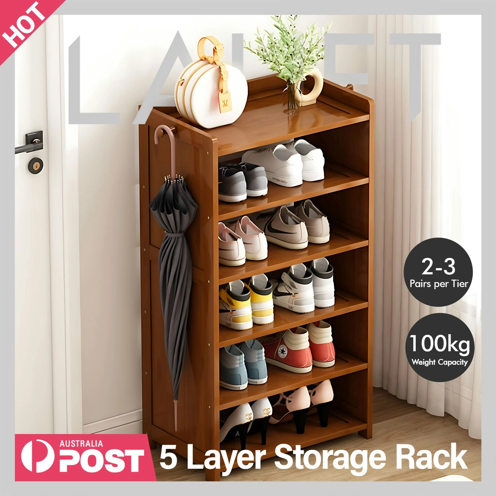 Shoe Storage Shelf Rack Shoes Cabinet 5-Tier Shelf Display Organiser