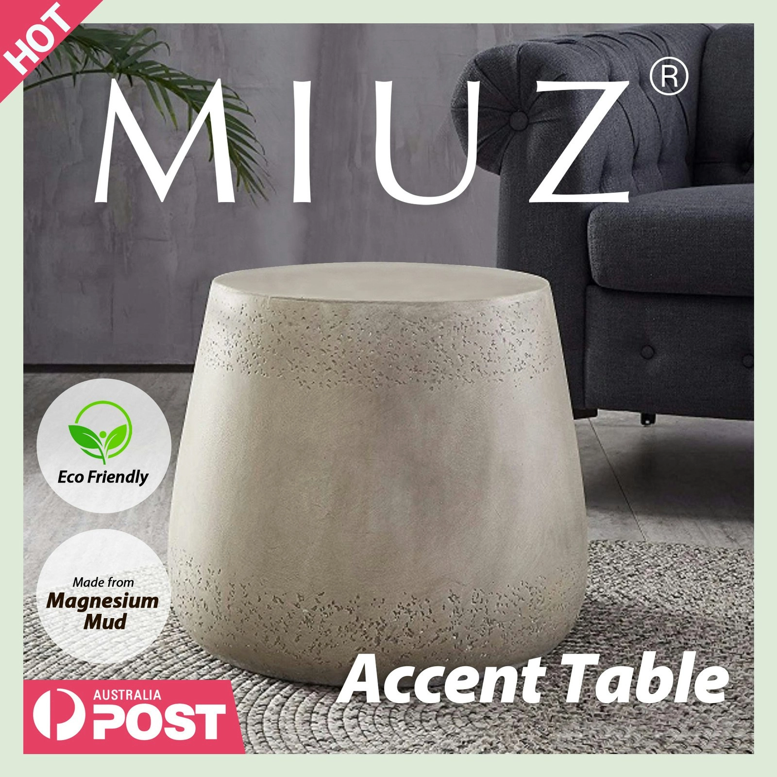 Coffee Table Concrete Side Table 47.5 x 47.5 x 41cm Round Pedestal Design Grey