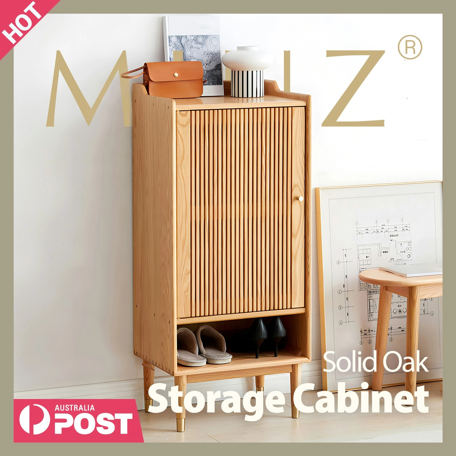 5 Layer Solid Oak Shoe Storage Cabinet Organiser