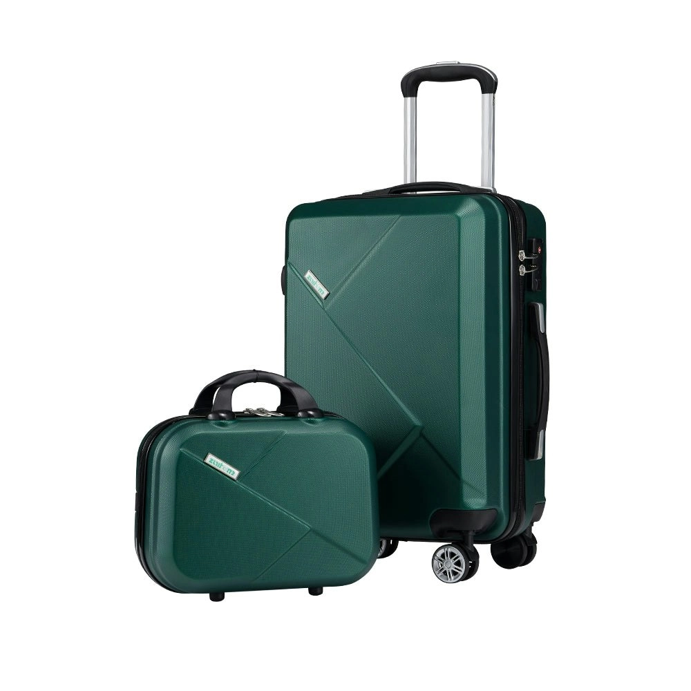 ZUNI 2PCS Luggage Suitcase Trolley Set Travel TSA Lock Storage Hard Case Green