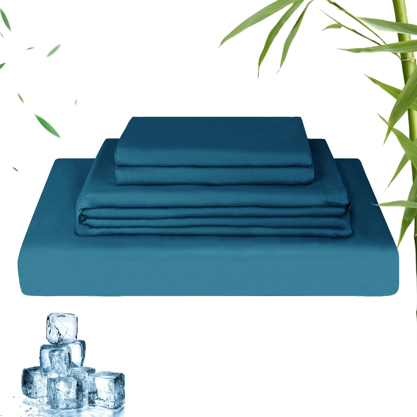 Linenova 2000TC Cooling Bamboo Blend Sheet Set - Biscay Blue,5 Sizes