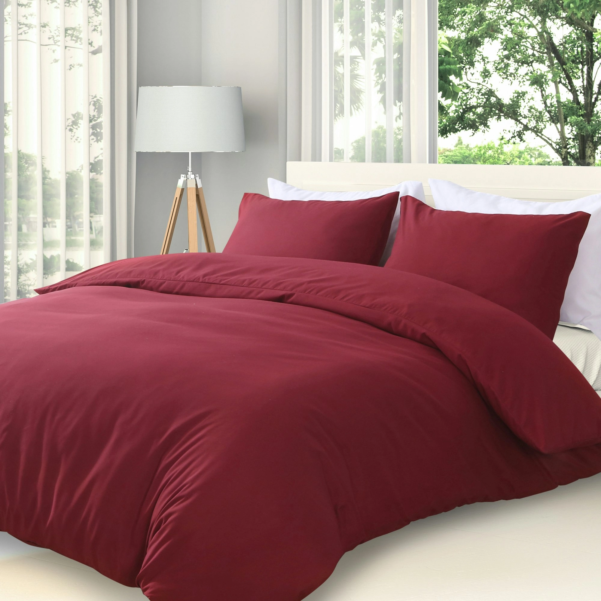 Linenova 2000TC Hotel Soft Quilt Cover Pillowcases Set(Burgundy,5 Sizes)