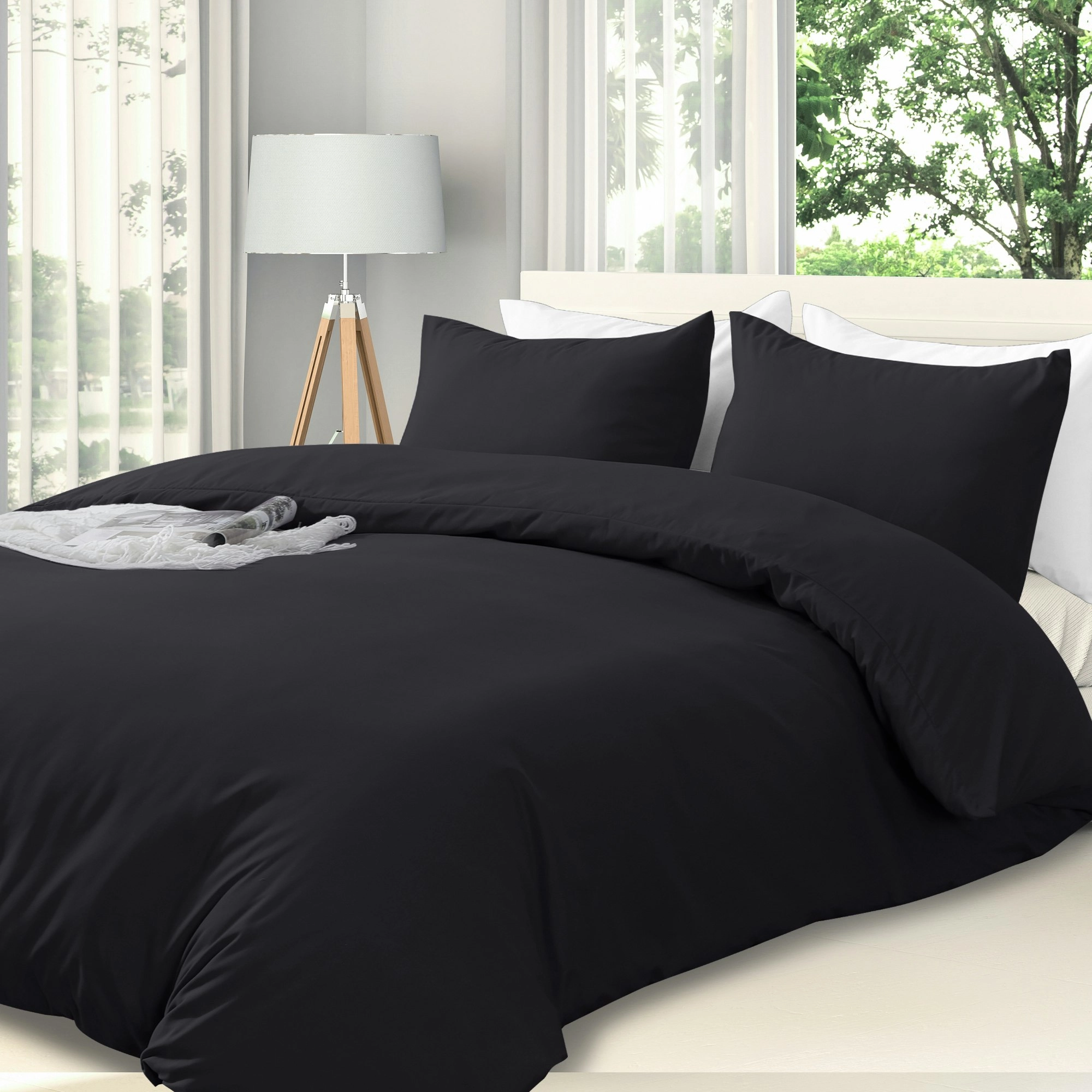 Linenova 2000TC Hotel Soft Quilt Cover Pillowcases Set(Black,5 Sizes)