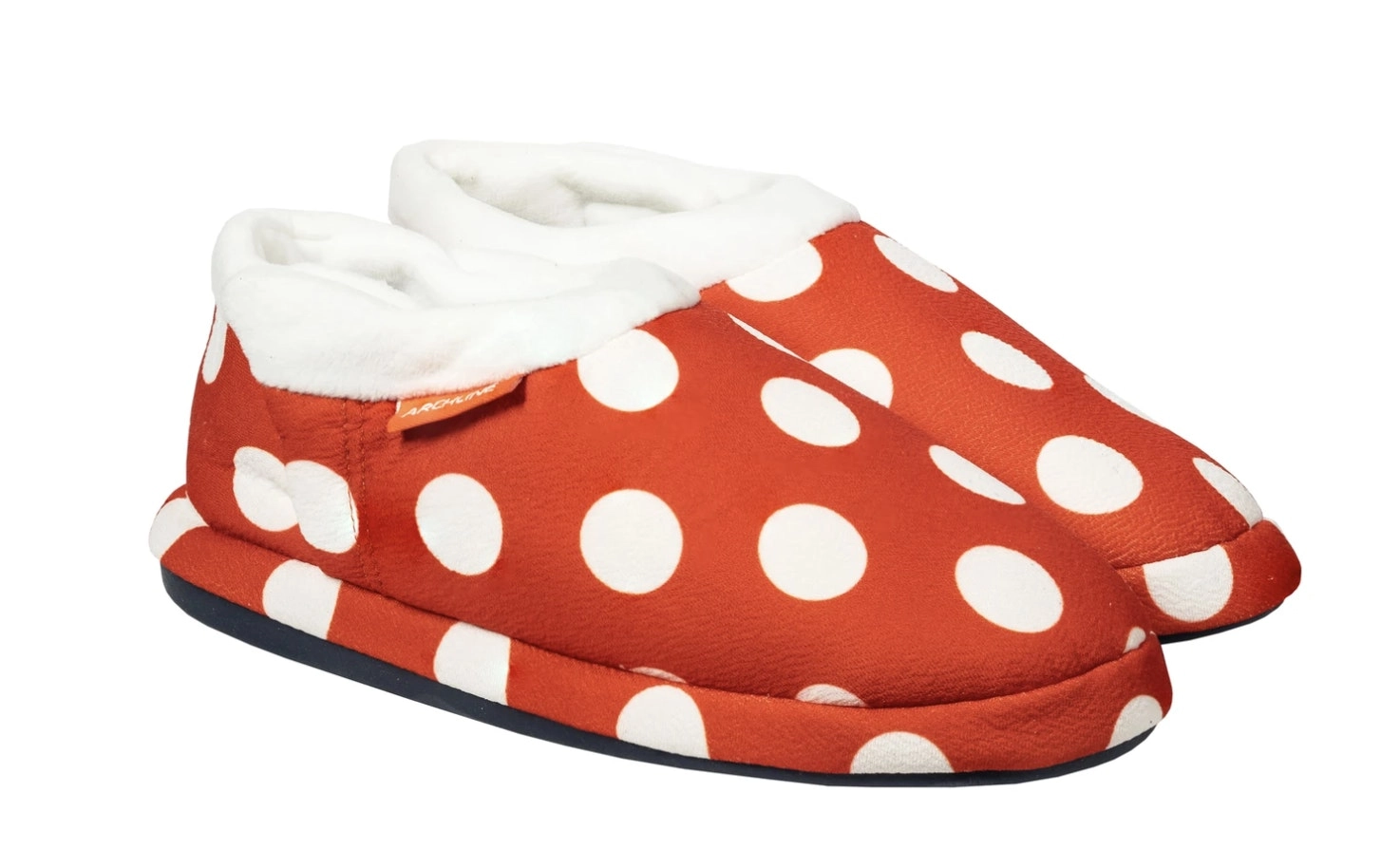 Archline Orthotic Slippers CLOSED Back Scuffs Moccasins Pain Relief - Red Polka Dots