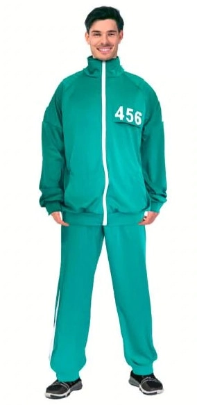 Adult Game Player Game Tracksuit Costume Party 456 Pants Jacket - Green/White