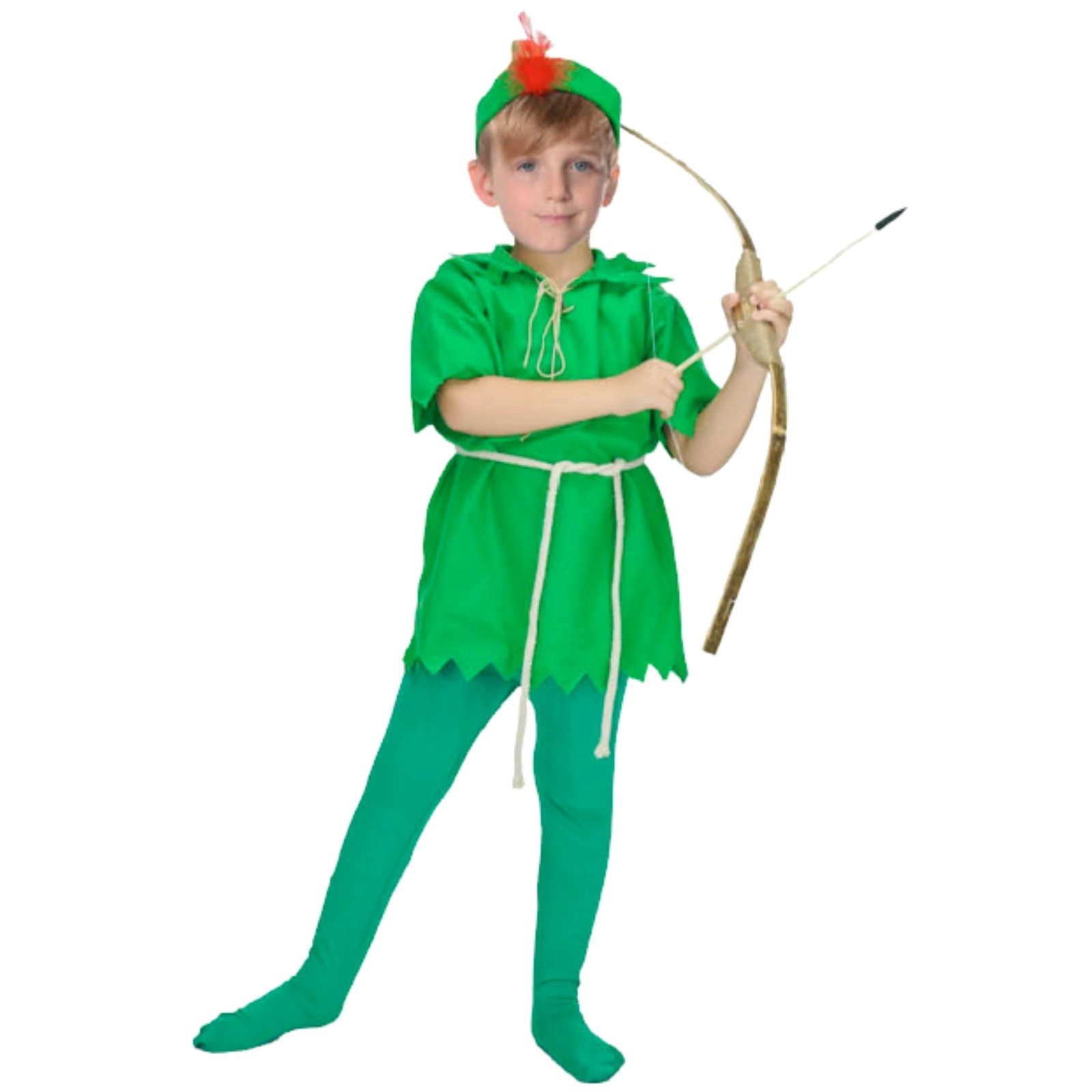 Childrens Green Costume Peter Pan Robin Hood Elf Halloween Kids Party Book Week