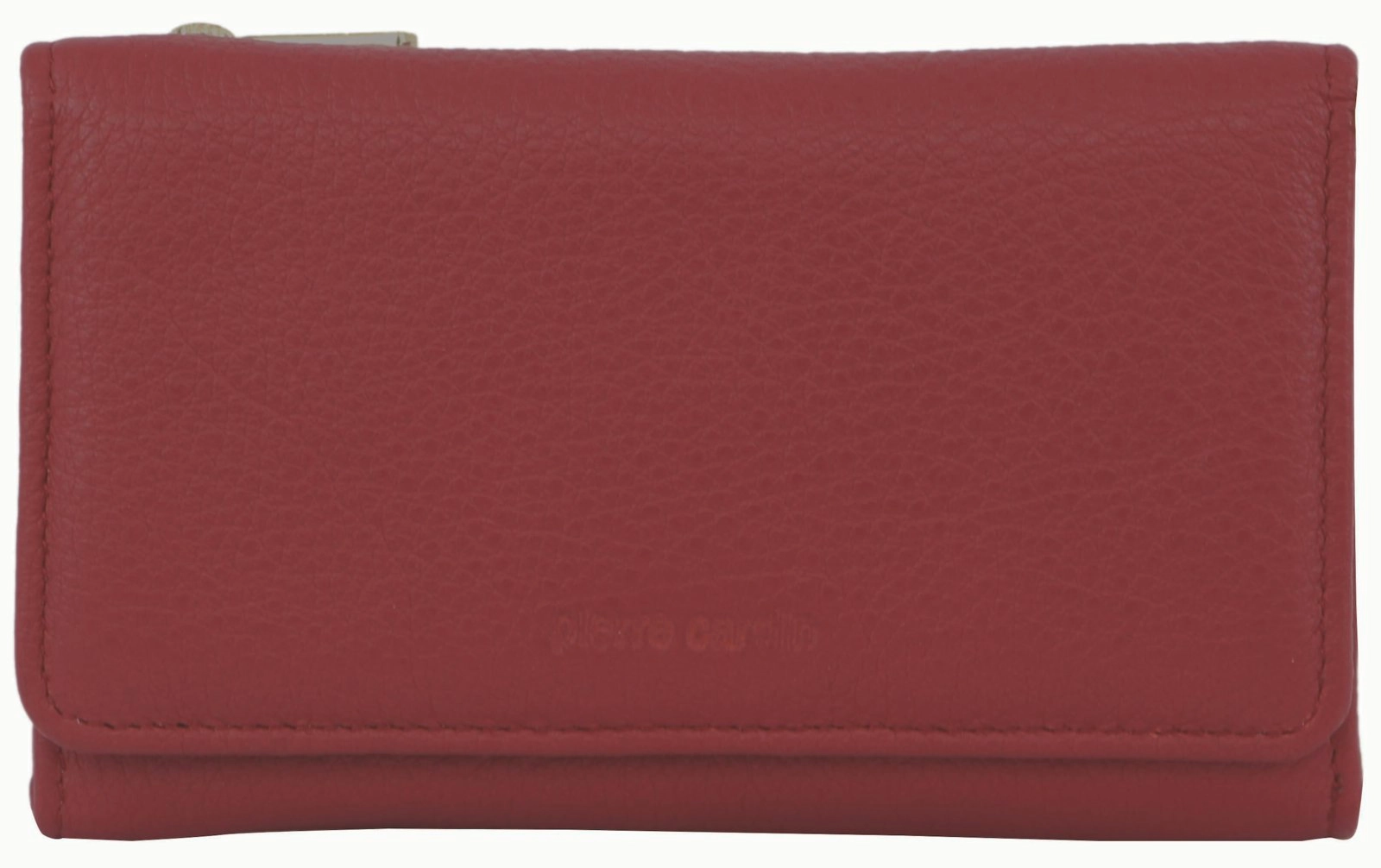 Pierre Cardin Womens Soft Italian Leather RFID Purse Wallet Rustic Trifold - Red