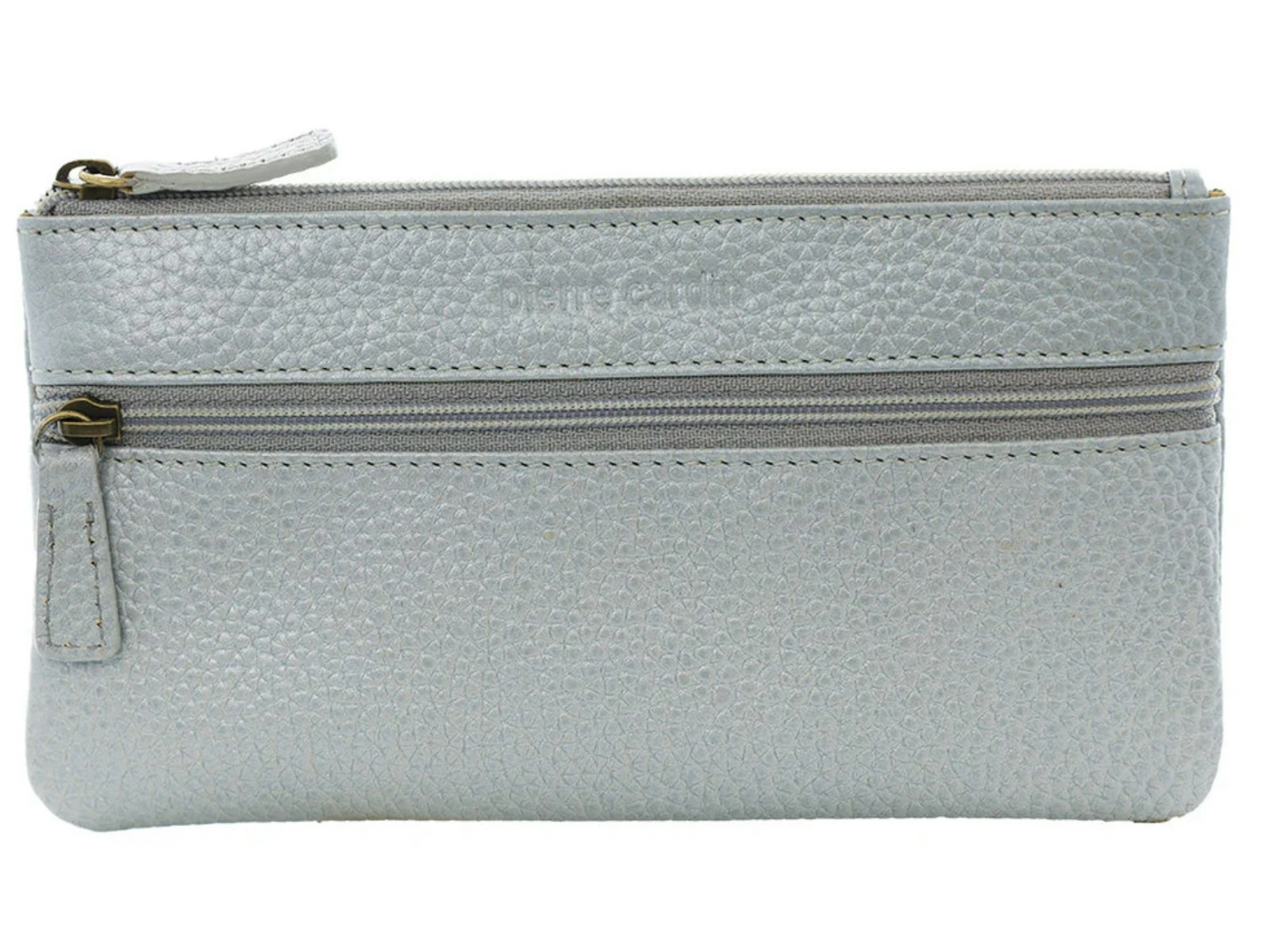 Pierre Cardin Leather Wallet Case for Phone and Coins in Silver