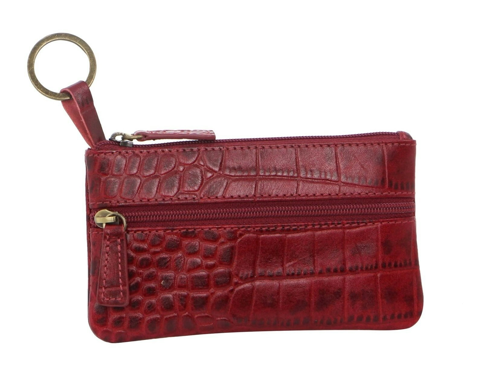 Pierre Cardin Ladies Womens Genuine Leather RFID Coin Purse Wallet - Red Croc