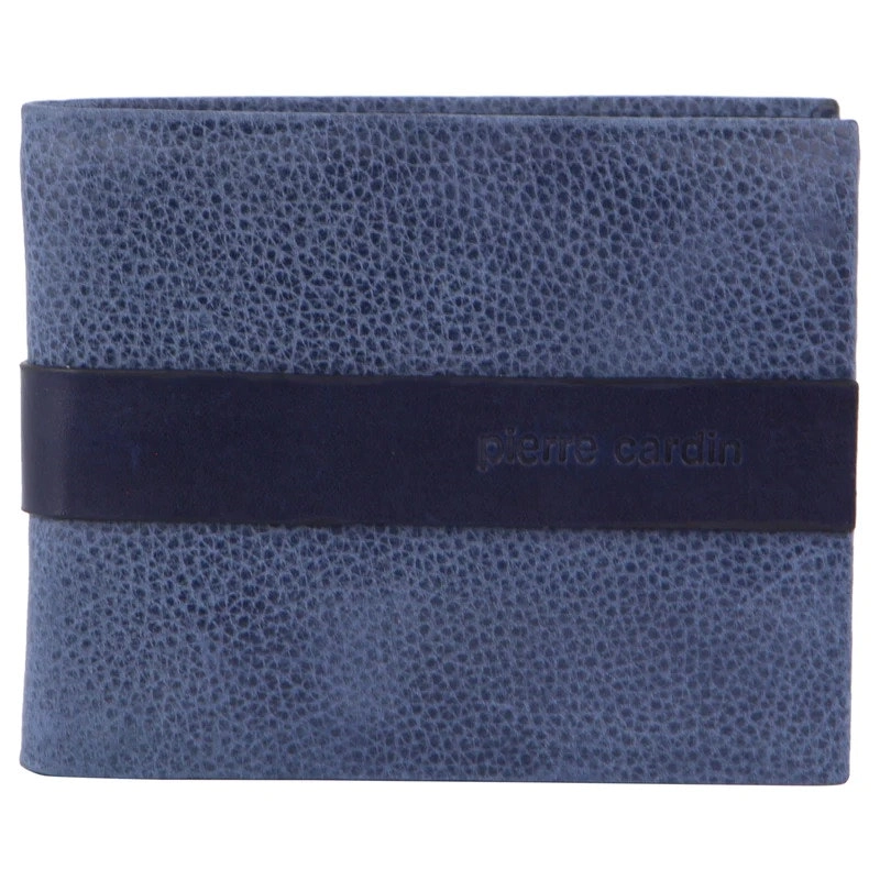 Pierre Cardin Mens Rustic Leather Bi-Fold Business Card Holder/Wallet - Navy