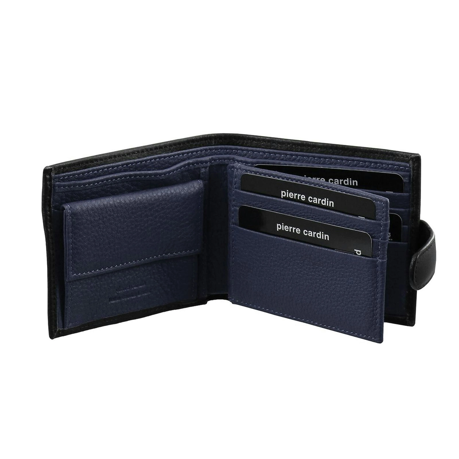 Pierre Cardin Mens Italian Leather Two Tone Wallet - Black/Midnight