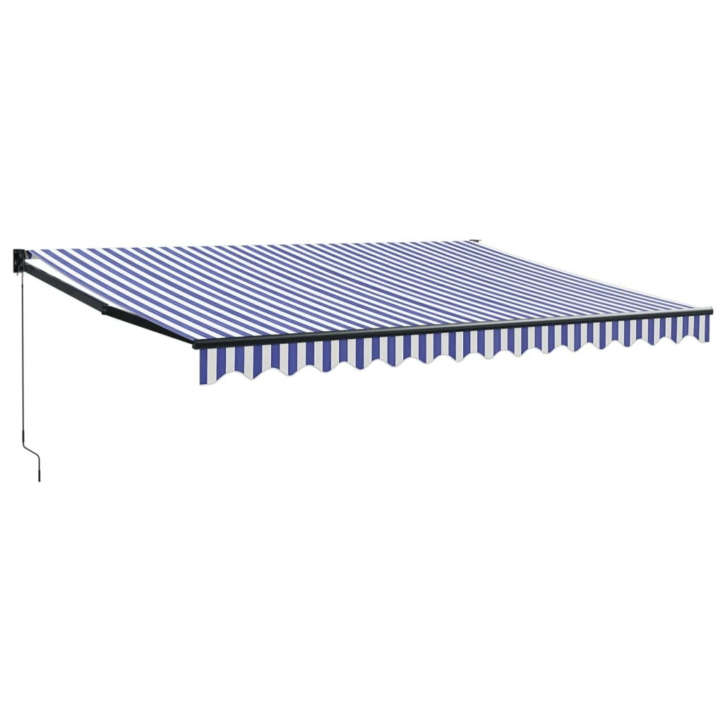 Retractable Awning Blue and White 4x3 m Fabric and Aluminium 3154448