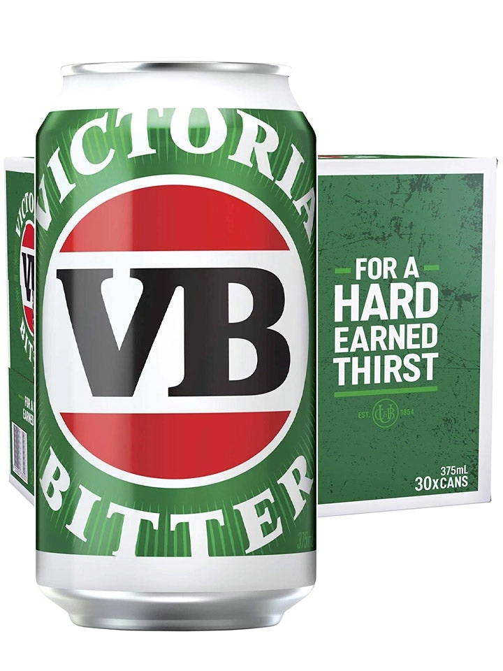 Victoria Bitter Vb Beer Case 24 X 375ml Cans