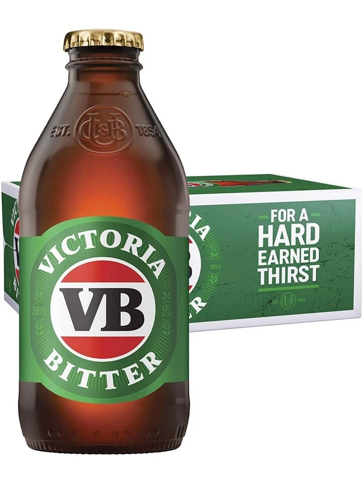 Victoria Bitter Vb Beer Case 4 X 6 Pack 375ml Bottles