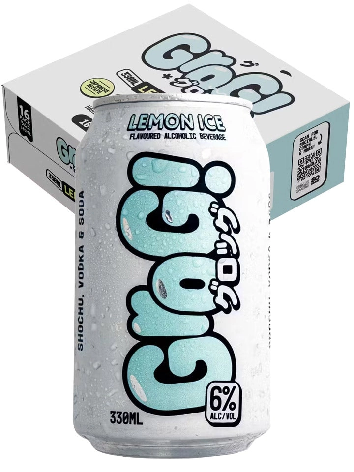 Grog Lemon Ice Flavour Premix Shochu, Vodka & Soda 16 X 330ml Cans