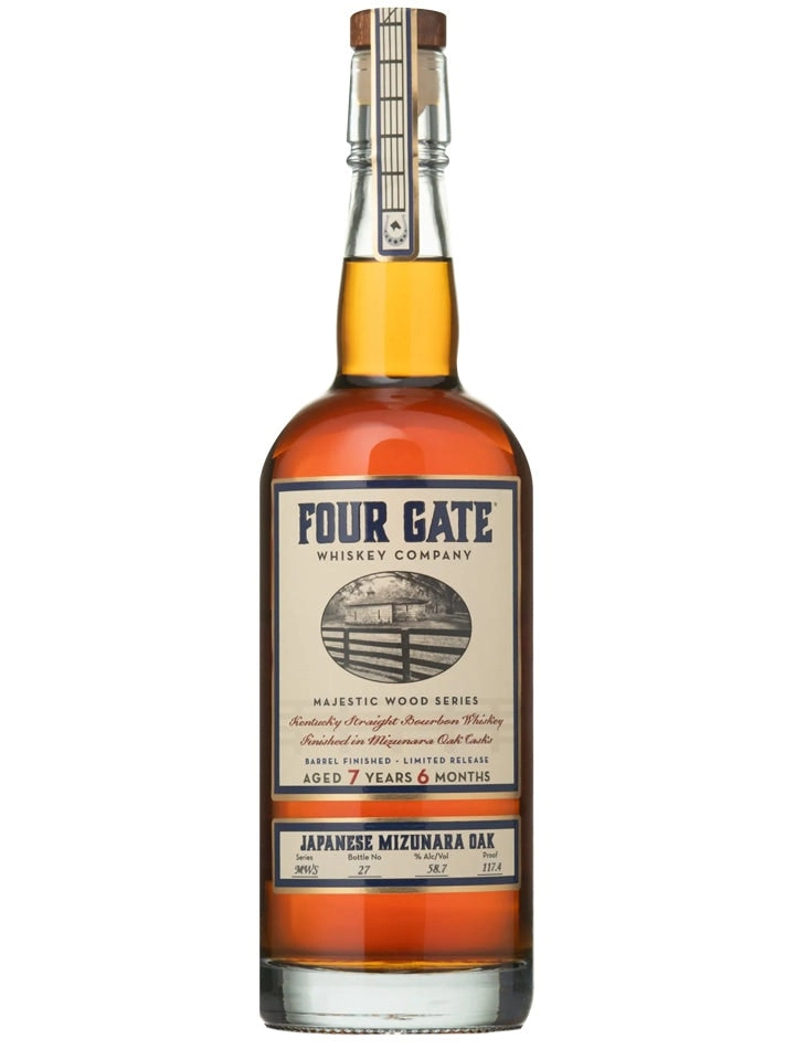 Four Gate Majestic Wood Series Japanese Mizunara Oak Limited Release Barrel Proof Kentucky Straight Bourbon Whiskey 750ml