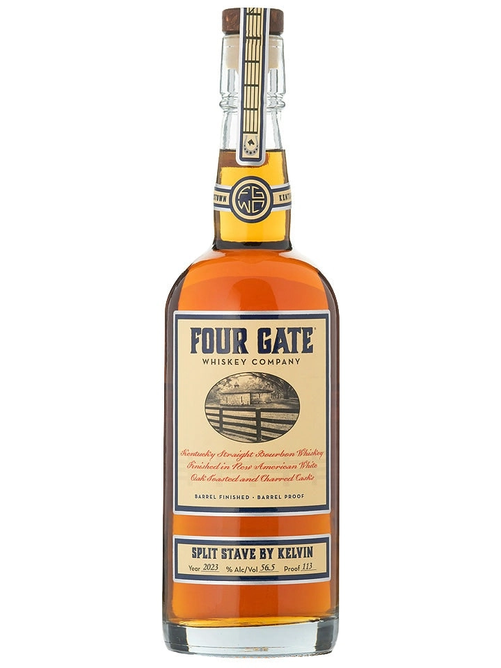 Four Gate Split Stave By Kelvin Flagship 2023 Barrel Proof Kentucky Straight Bourbon Whiskey 750ml