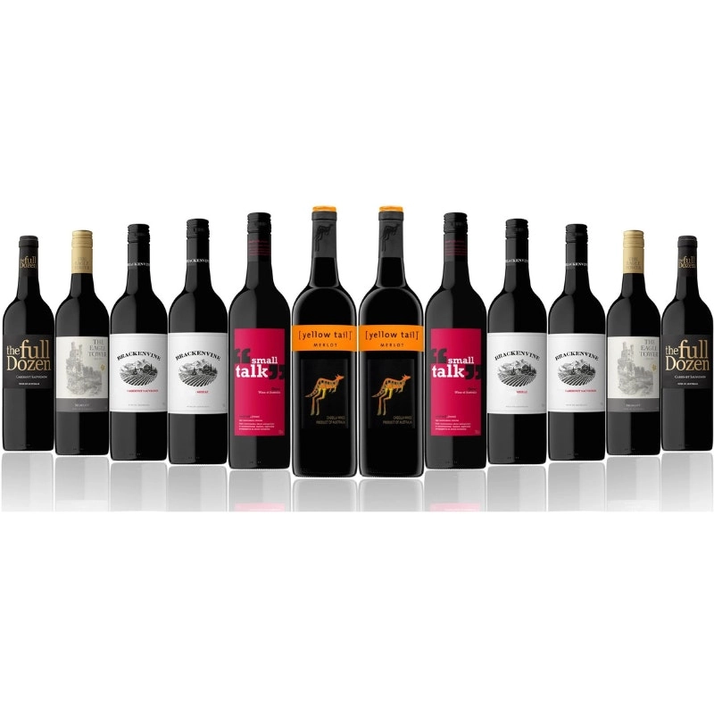 Mixed Cases Australian Mixed Red Wine Dozen Featuring Yellow Tail Merlot (12 Bottles)