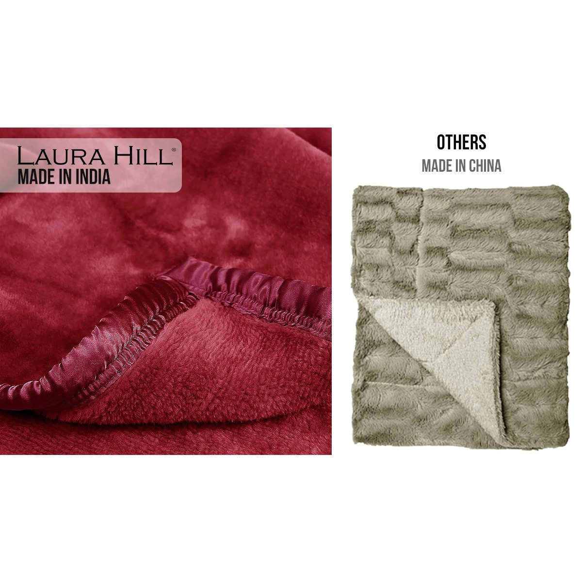 Laura Hill Faux Mink Blanket 800GSM Heavy Double-Sided - Red