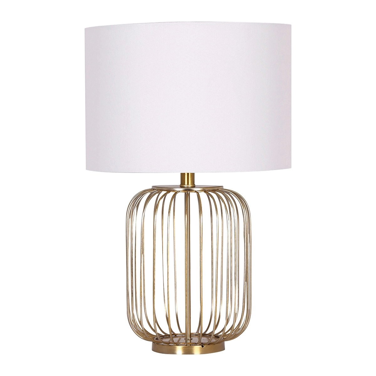 Sarantino Rose Gold Table Lamp with Linen Drum Shade