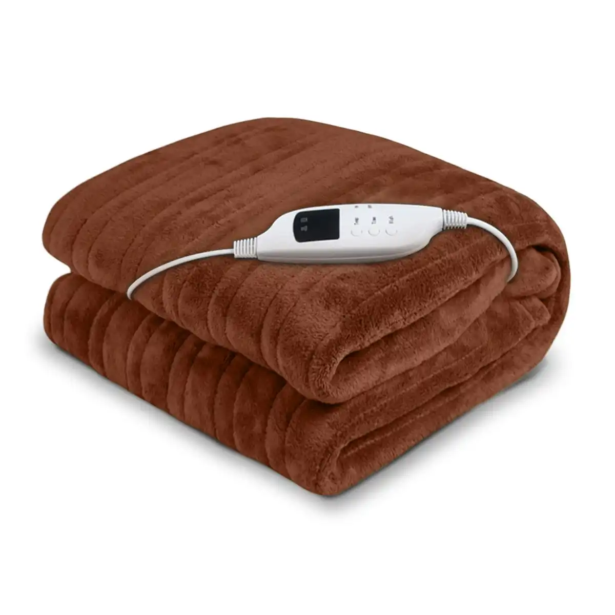 Laura Hill Heated Electric Blanket Throw Rug Coral Warm Fleece Brown