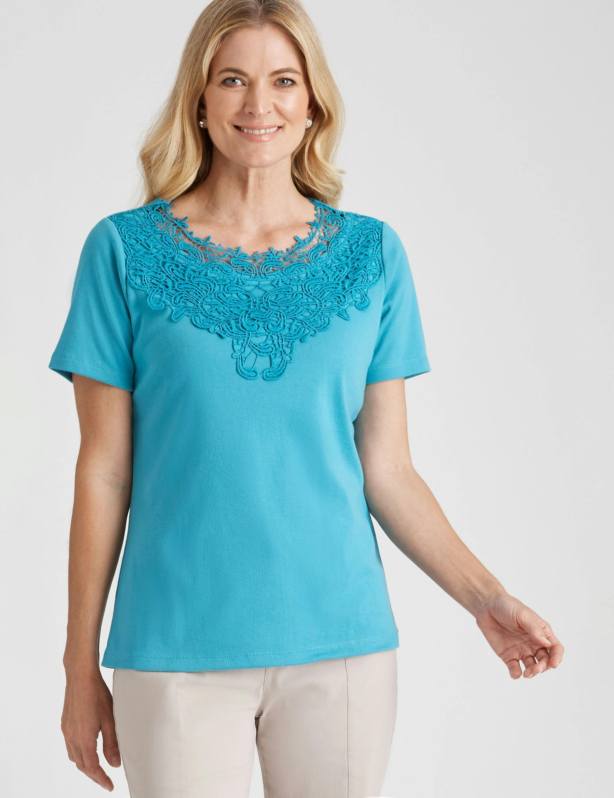 Noni B Short Sleeve Rib Top (Algiers Blue)