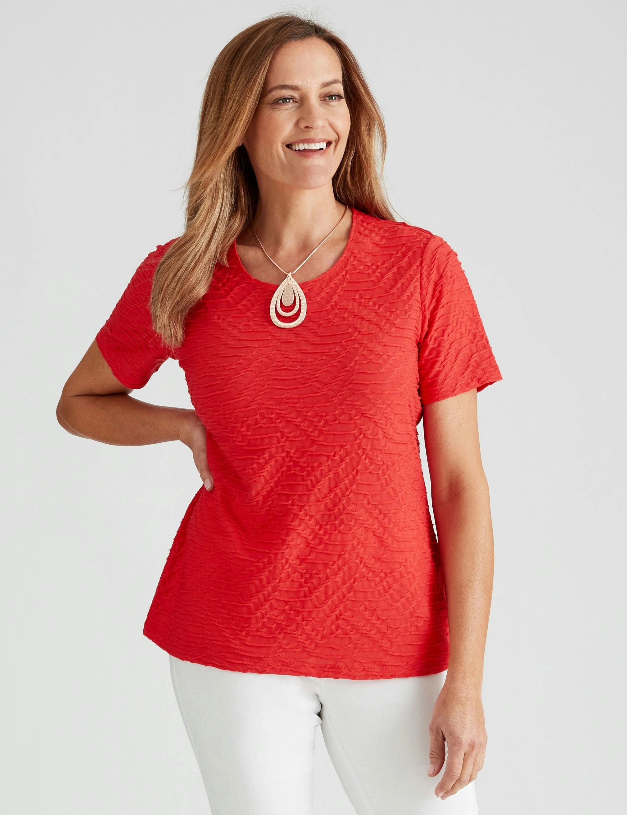 Millers Short Sleeve Tured Scoop Neck Top (Lollipop)