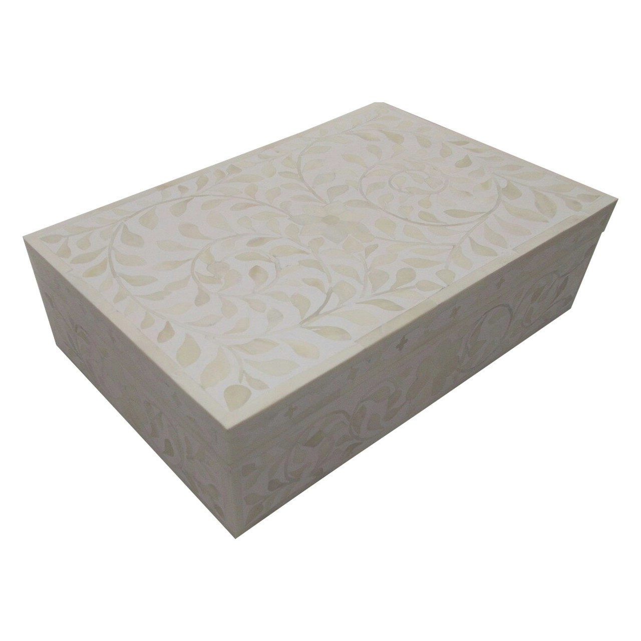 Zohi Interiors Zohi Interiors Signature Collection : Bone Inlay Large Box in Floral/White