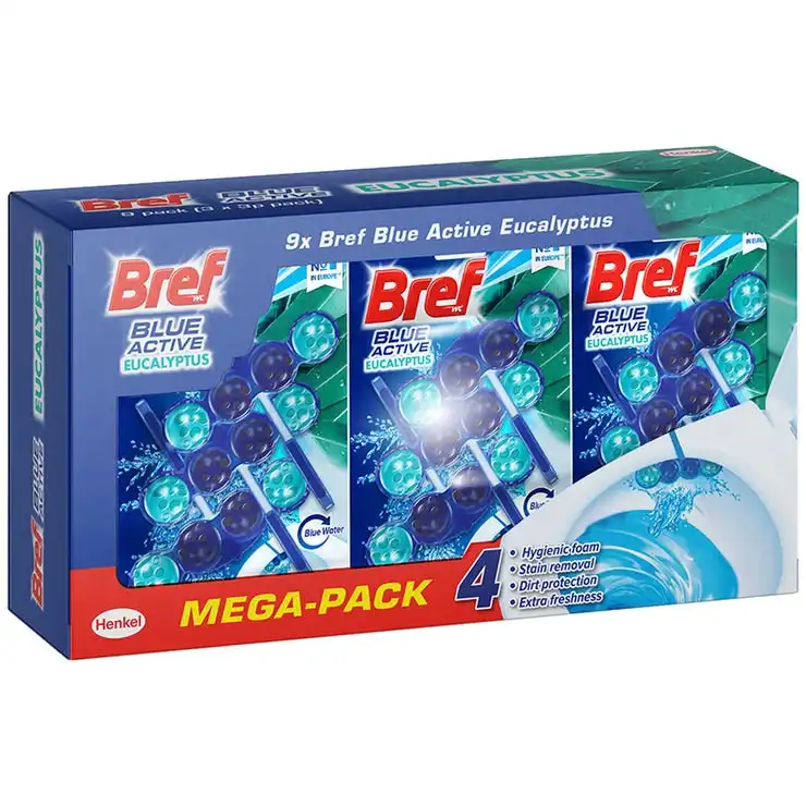 Bref Blue Active Eucalyptus Rim Block Toilet Cleaner 9 x 50g