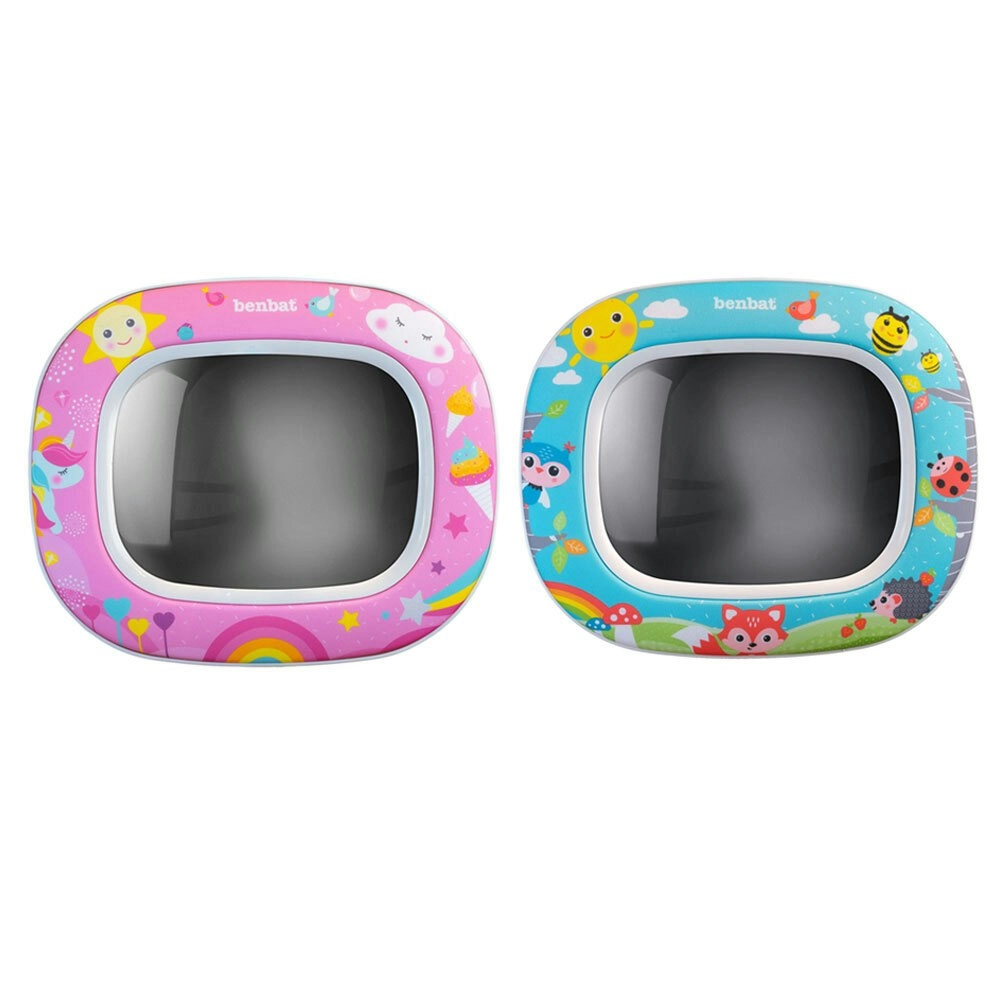 2PK Benbat Baby Night & Day 30cm Car Seat Mirror w/Light/Lullaby/Remote BL & PK