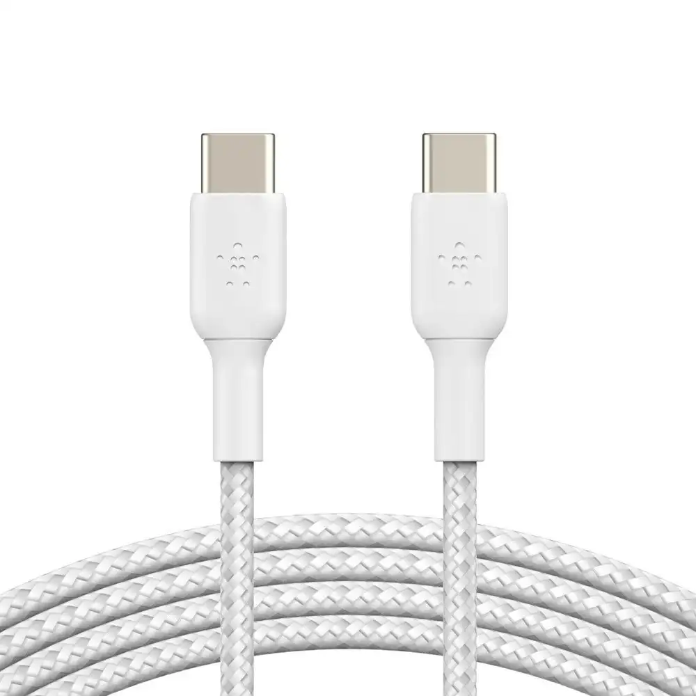 Belkin 1M Braided USB-C to USB-C Data/Charging Cable for Smartphones White