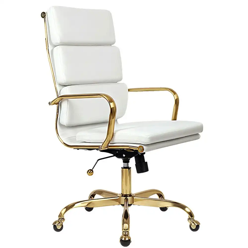 Furb Office Chair Executive High-Back Computer PU Leather Seat Work Study White Eames Replica