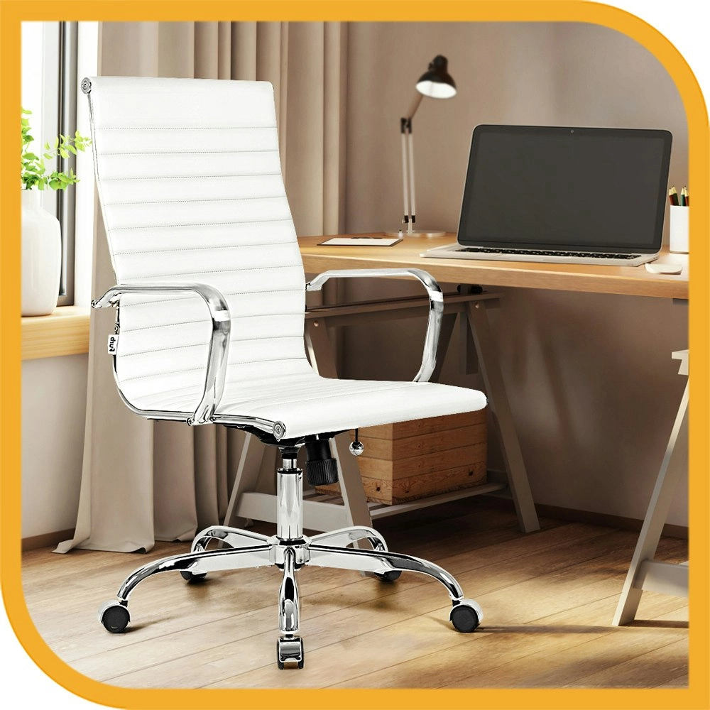 Furb Office Chair Executive High-Back Computer PU Leather Seat Study Wh Svr Eames Replica