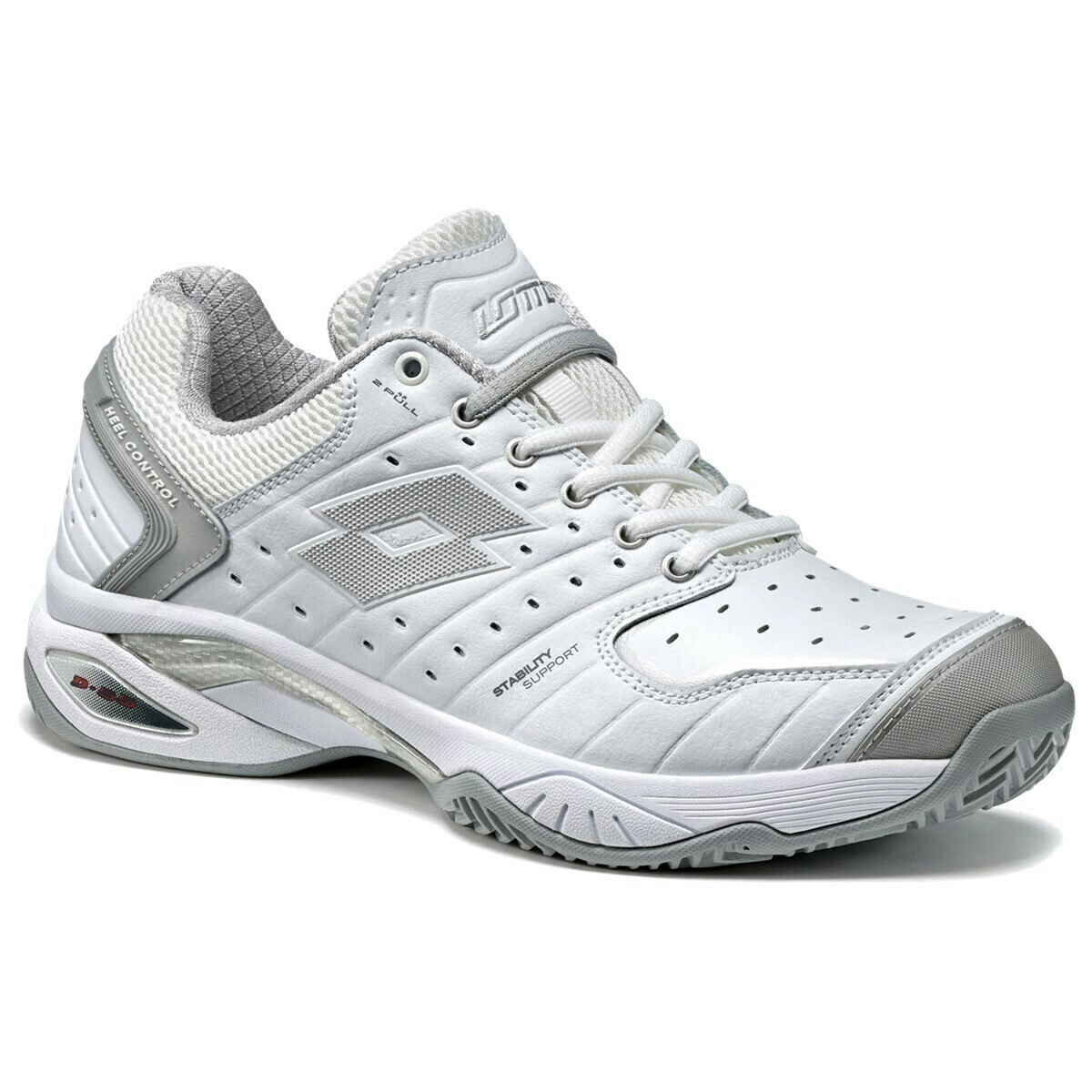 Lotto Womens Raptor Clay Leather Tennis Shoes En Tout Cas  - White/Grey/Silver