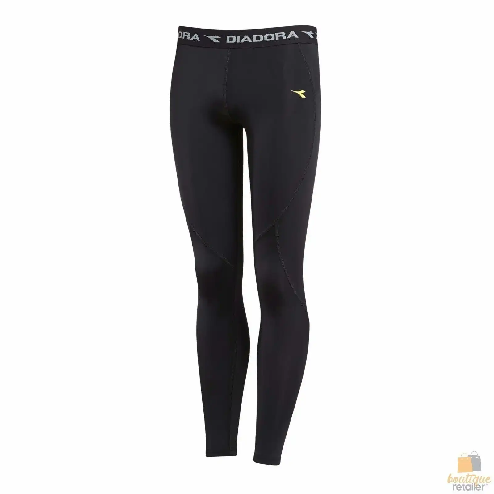 Kids Diadora Compression Tights Long Johns Running Junior Boys Thermal - Black