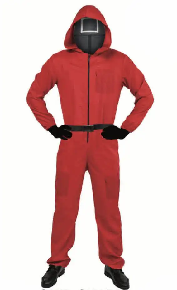 Adult Squid Game Costume Guard Tracksuit Halloween Party Red - Square