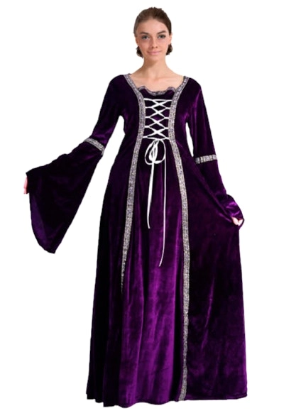 Womens Medieval Gothic Renaissance Costume Halloween Costume Party Robe - Purple