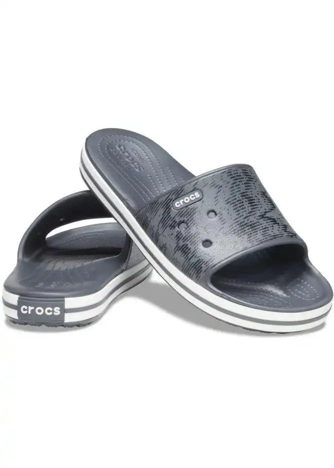 Crocs Crocband III Cardio Wave Slide Thongs Flip Flops Relaxed Fit - Graphite/Black