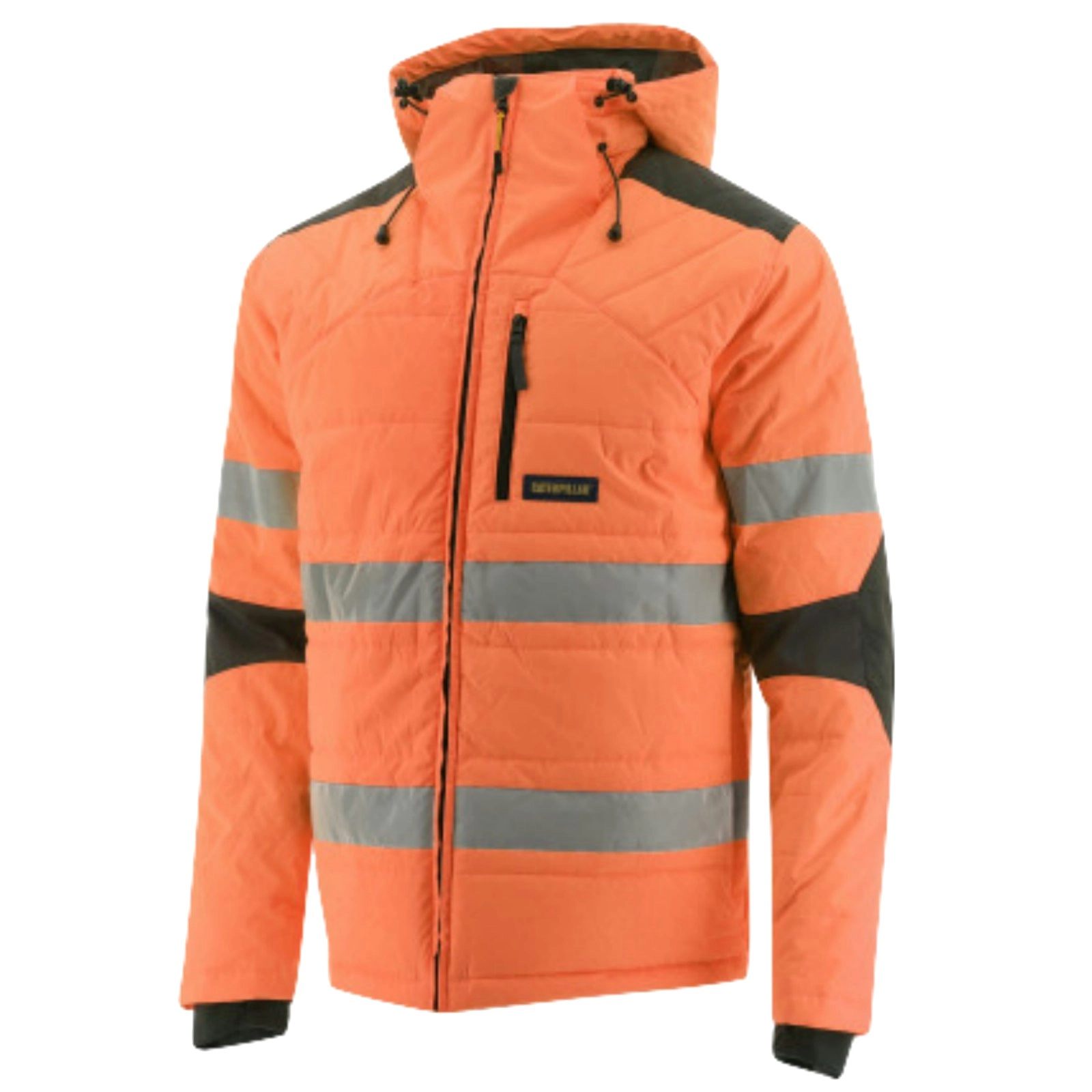 Caterpillar Mens Boreas Hi-Vis Puffer Jacket w Hood Water Resistant CAT - Orange